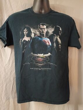 DC Comics Black Graphic Tee with Blue & Red Accents